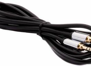 6Ft (AUX) Cable 3.5mm Male to Male- Aux Cord 3.1 A 1.5 m Copper Braiding Metal Braided AUX Cable (Compatible with Mobile Laptop Tablet Mp3 Gaming Device Silver Black One Cable)