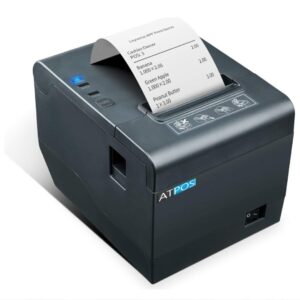 ATPOS AT-302 80mm (3 Inches) Direct Thermal Printer | Auto Cutter | ESC/POS Print Billing Invoice (USB+LAN)