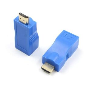HDMI Extender 30 m to RJ45 LAN Ethernet Port 4k HDMI Network Transmitter  Cat6 Cable for HDTV 1080P-Blue