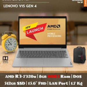Lenovo 3 Ryzen 3 7320U 15.6 FHD Thin and Light Laptop (8GB RAM/512GB SSD/Integrated AMD Radeon Graphics/Windows 11/MS Office With Bag