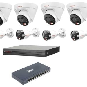 CP Plus 4MP IP Network Colour Vision in Night with Audio Recording 7 CCTV Camera Set with (8 CH NVR,Outdoor bullete-4Nos,Indoor Dome-3Nos 8+2 Port POE Switch, 2 TB Hard Drive