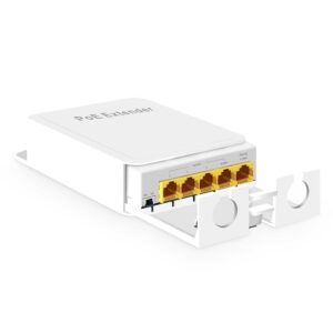 POE Repeater 10/100Mbps 1 Input 4 Output POE Extender for 4 Cameras up to 100M, External Power Required