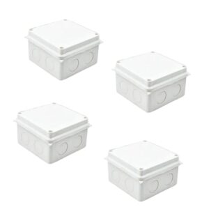 Speedio 5x5 Inches - Heavy Square Junction Box With 3 Inlets and Covering/Heavy Pvc Box for CCTV Camera Square Shape - Pack of 4 Nos