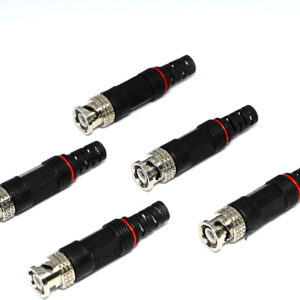 ULTRABYTES BNC Male Plug Pin Solderless Straight Video Adapter BNC Connector for CCTV BNC Connector Wire Connector (Black, Pack of 5)