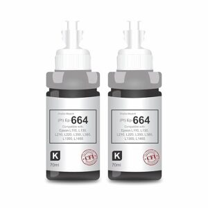 ProDot ProSeries Ep-664 Inkjet Ink Refill Compatible with Epson L100, L130, L210, L220, L300, L310, L350, L355, L360, L380, L485, L565, L655, L1300, L1455 Ink Tank Printers (70 ml, 2 x Black)