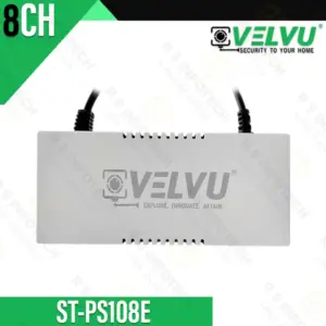VELVU 8CH SMPS WITH WIRE ST-PS108E | 12V STABLE OUTPUT, 96W, 8-CH, METAL BODY, SURGE PROT.