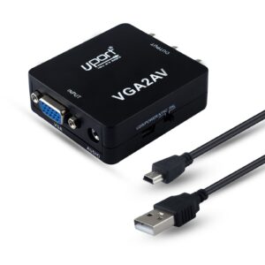 VGA to AV Mini Converter Scaler Adapter Support 1080P VGA2AV Converter PC to TV HD Computer to TV (VGA to AV)
