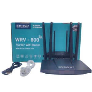 Velvu 4G+ SIM Support WIFI Router with 2 LAN / Wan Ports and 4 Antennas WRV-800